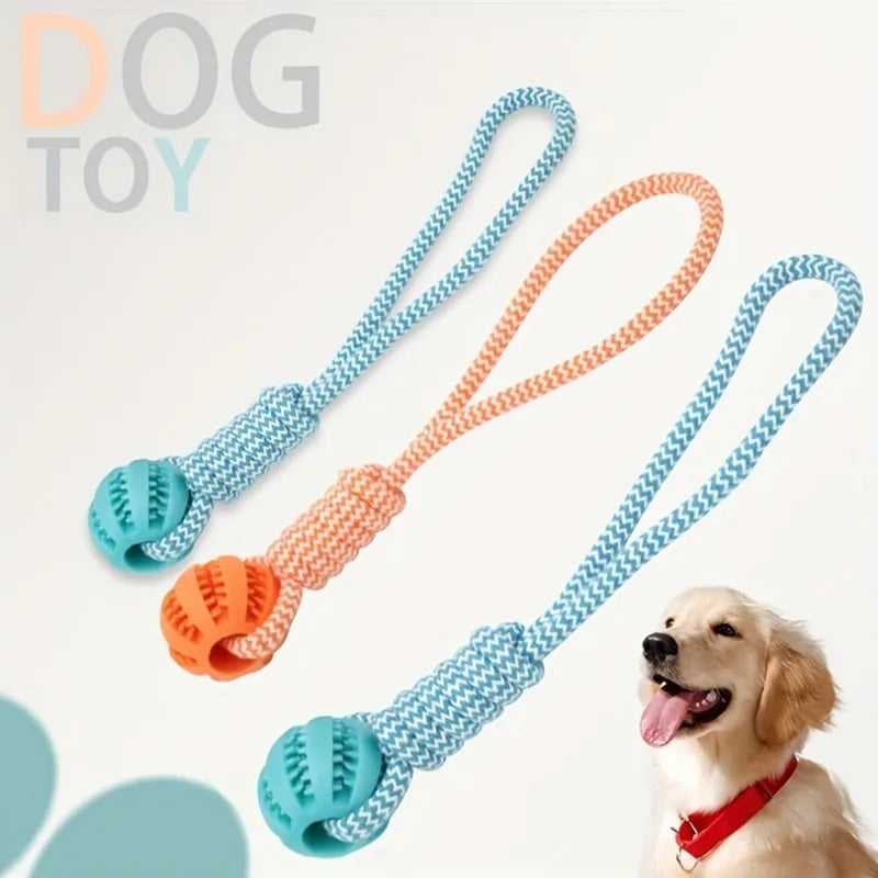 Interactive Dog Chew Toy Tug Rope, Treat Dispenser Ball, Durable & Dental Health
