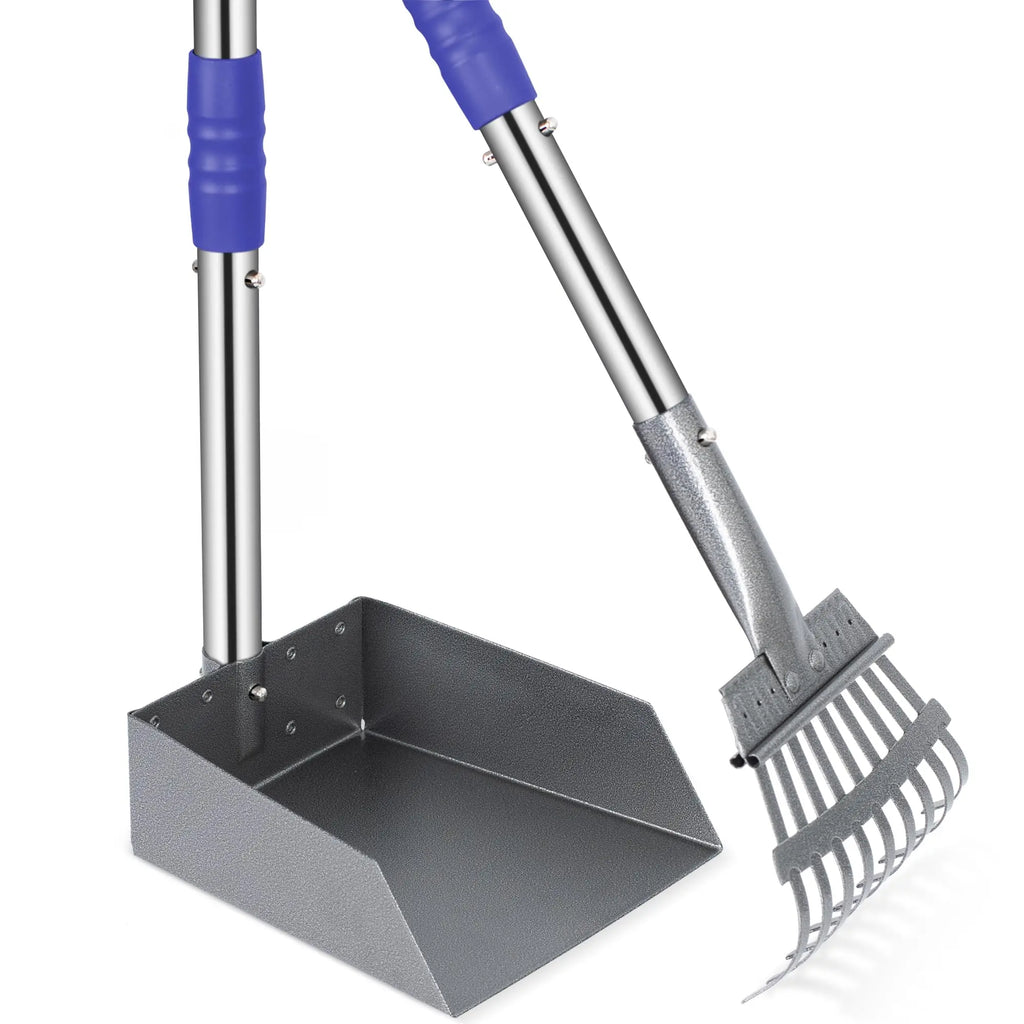 Dog Pooper Stainless Long Adjustable Handles Scooper and Tray