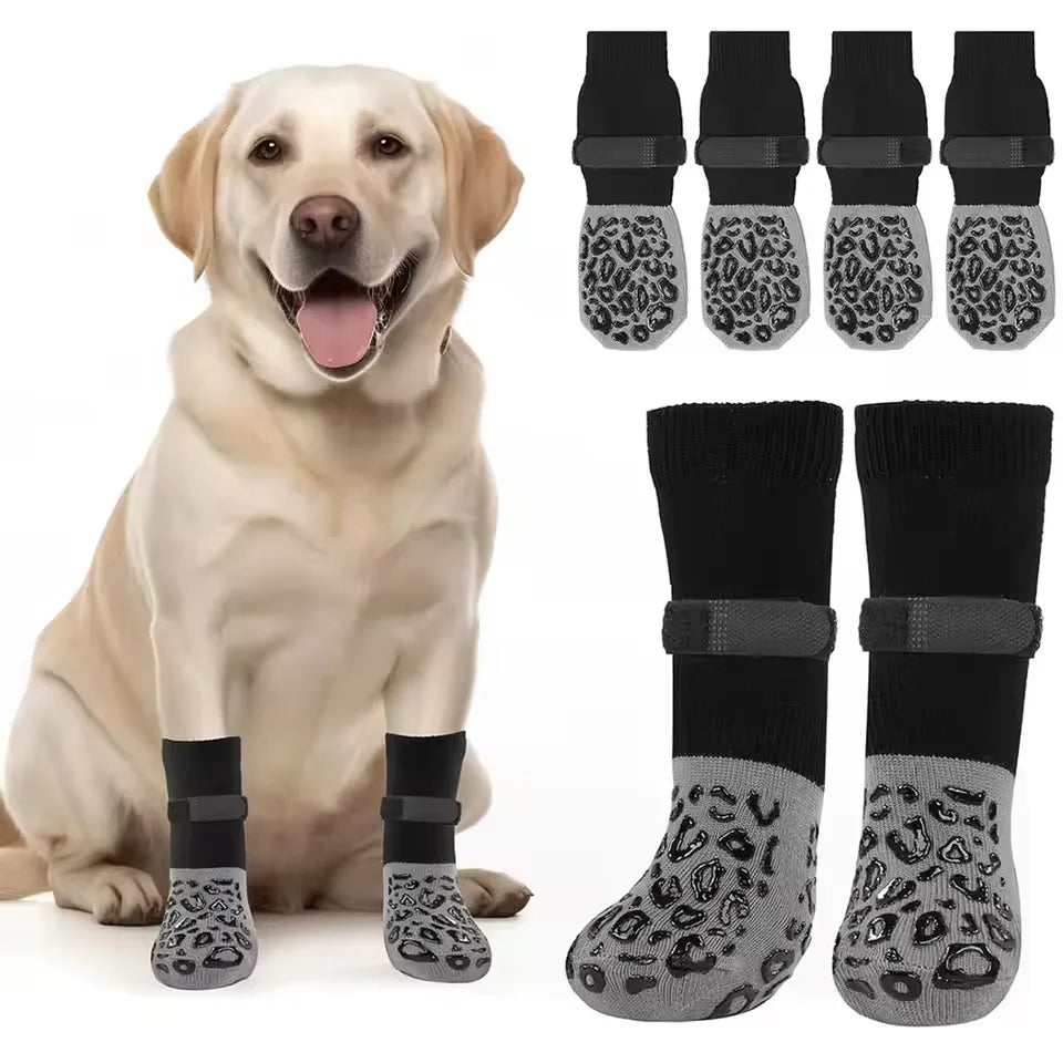 4pcs Waterproof Paw Anti-Slip Boots with Traction Socks for Injured Dogs