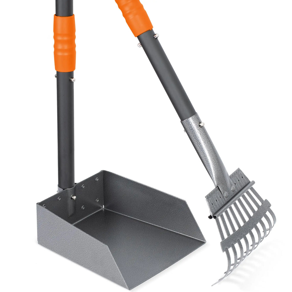 Dog Pooper Stainless Long Adjustable Handles Scooper and Tray