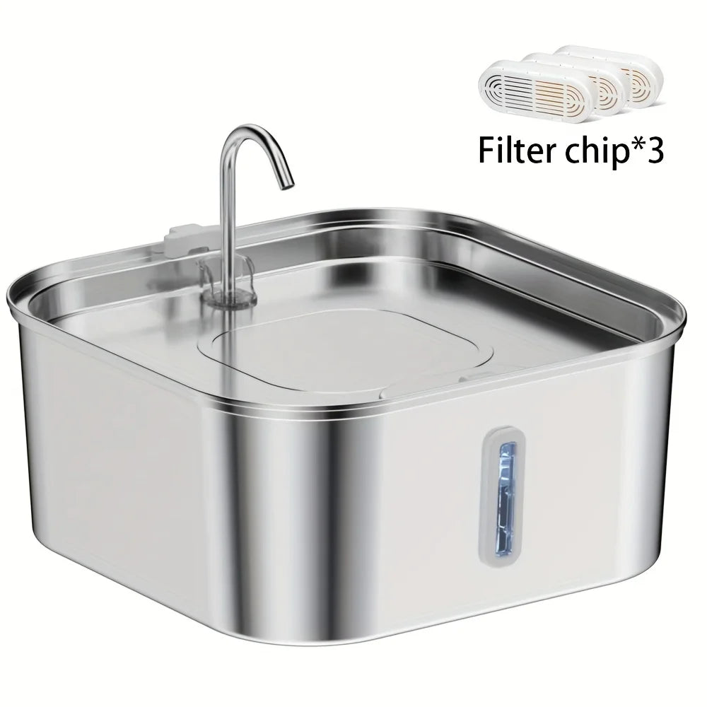7L/236 oz Dog Watering Fountain Stainless Steel Automatic Drinker