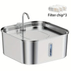 7L/236 oz Dog Watering Fountain Stainless Steel Automatic Drinker