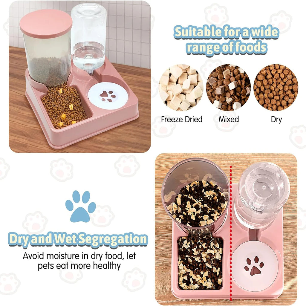 Automatic Pet Feeder Water Dispenser Set, 2 In 1