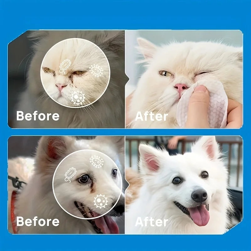 200pcs Pet Eye Wet Wipes, Gently Remove Tear Stain, Debris, Discharge