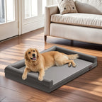 M-XXL Orthopedic Dog Calming Removable Cover Bed Bolster Microfiber Leather