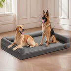 M-XXL Orthopedic Dog Calming Removable Cover Bed Bolster Microfiber Leather
