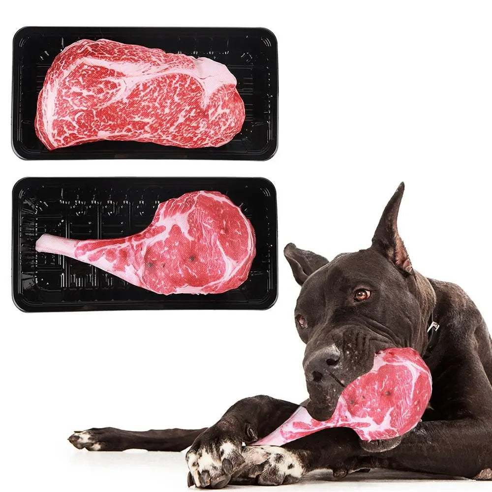 Simulation Squeaky Steak Bite-Resistant Bone Dog Toys