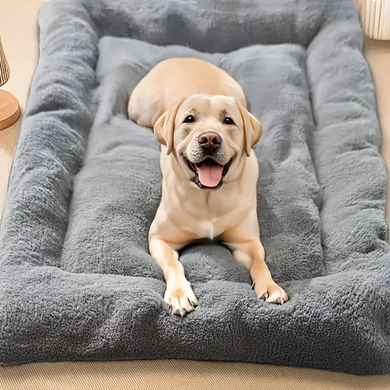 Oversized Rectangle Plush Pet Bed, Soft Polyester