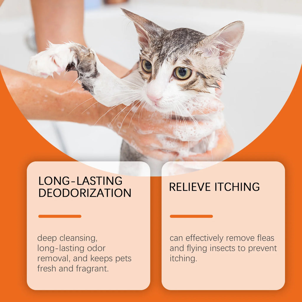 Natural Pet Shampoo Removes Odor & Tangles, Flea & Insect Repellent,
