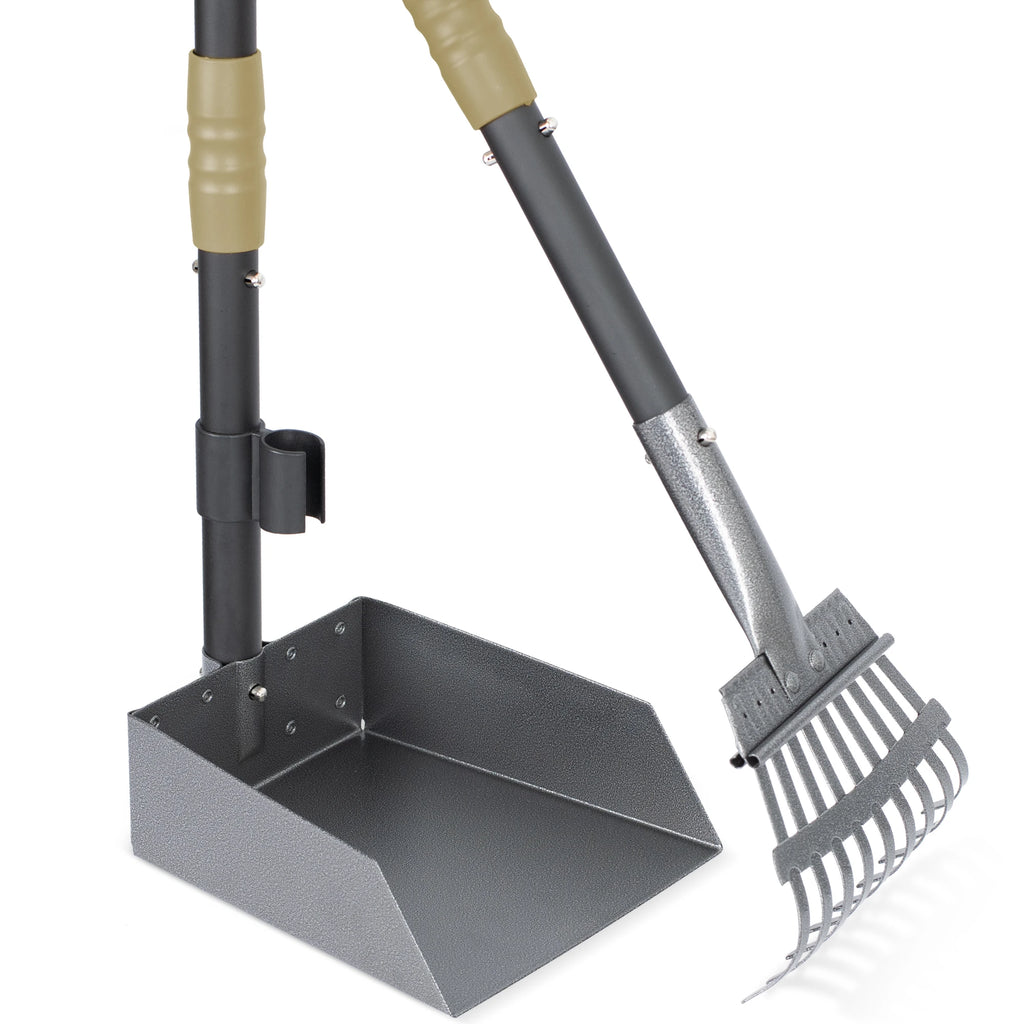 Dog Pooper Stainless Long Adjustable Handles Scooper and Tray