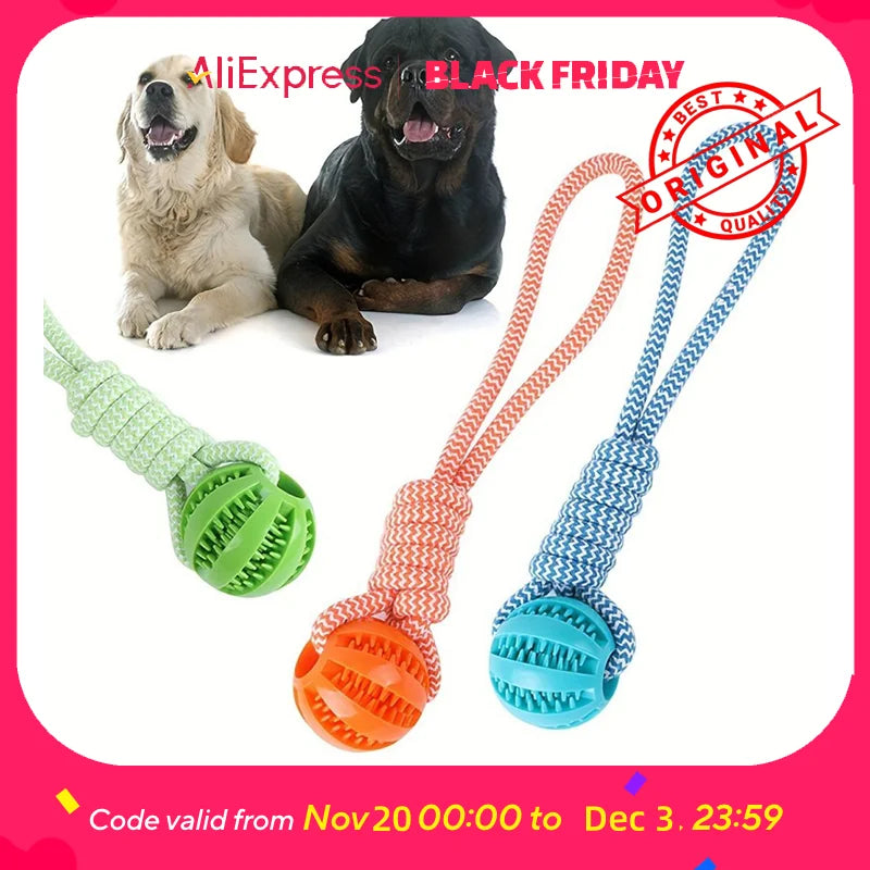 Interactive Dog Chew Toy Tug Rope, Treat Dispenser Ball, Durable & Dental Health