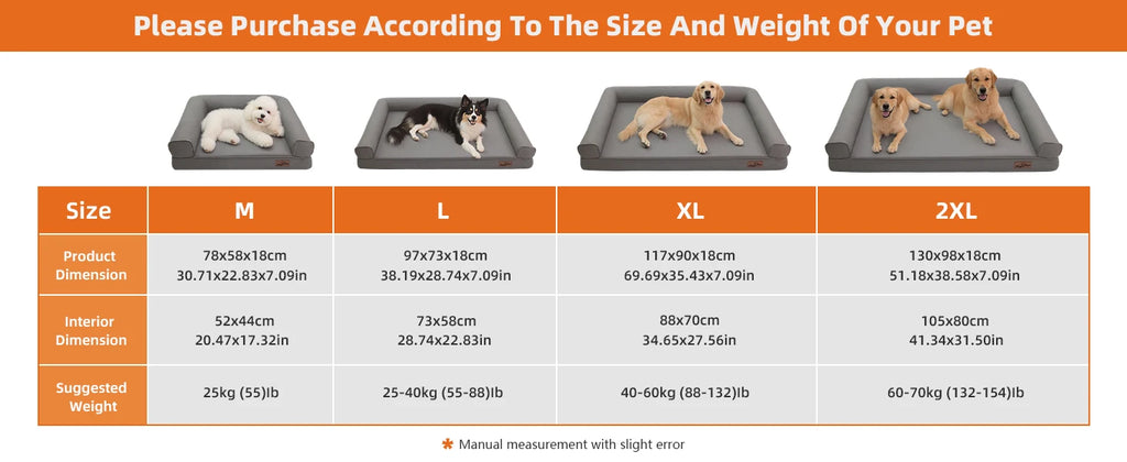 M-XXL Orthopedic Dog Calming Removable Cover Bed Bolster Microfiber Leather
