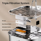7L/236 oz Dog Watering Fountain Stainless Steel Automatic Drinker