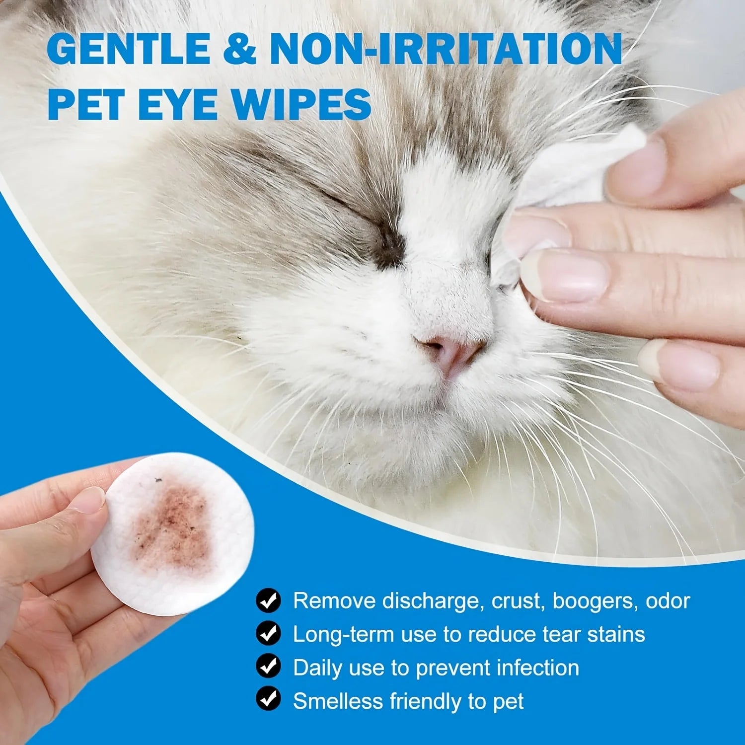 200pcs Pet Eye Wet Wipes, Gently Remove Tear Stain, Debris, Discharge