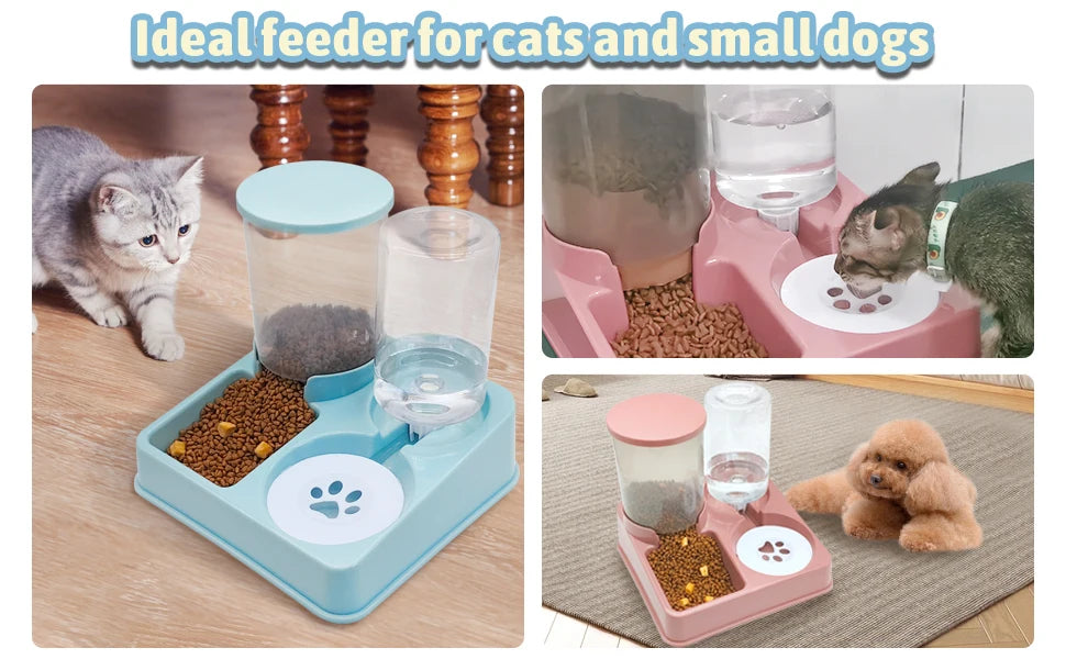 Automatic Pet Feeder Water Dispenser Set, 2 In 1