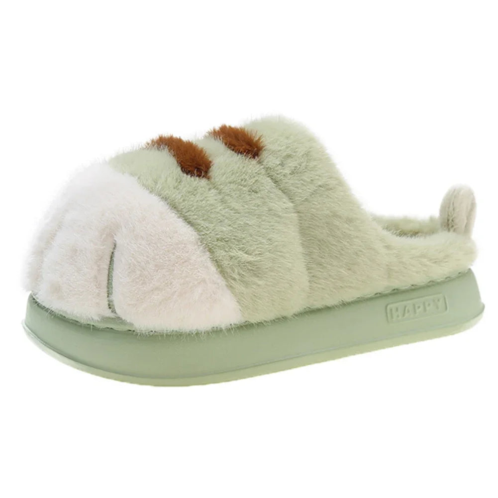 3D Cat Paw Plush Slip-on Comfortable House Slippers