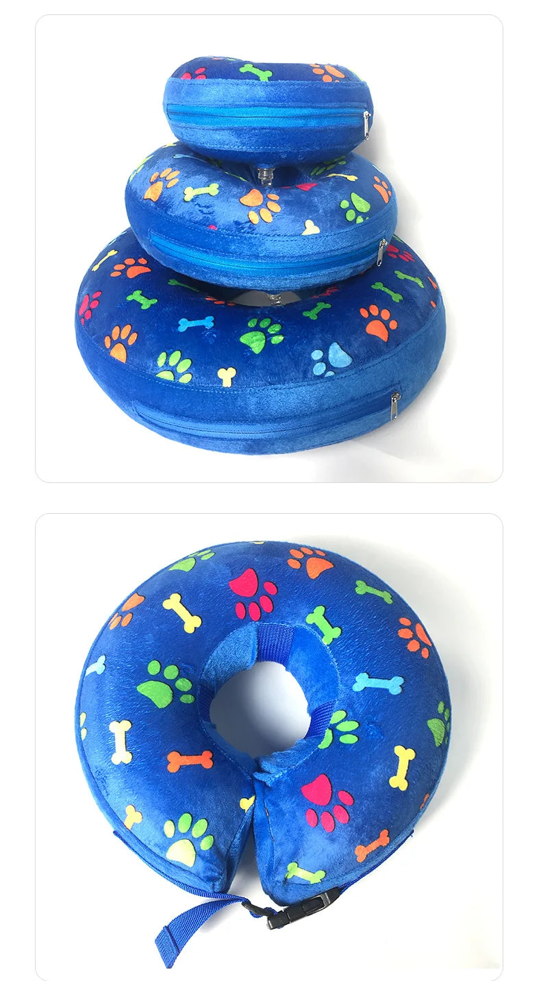 Soft Inflatable Dog Collar Post-Surgery Recovery Donut, Stops Licking Wounds