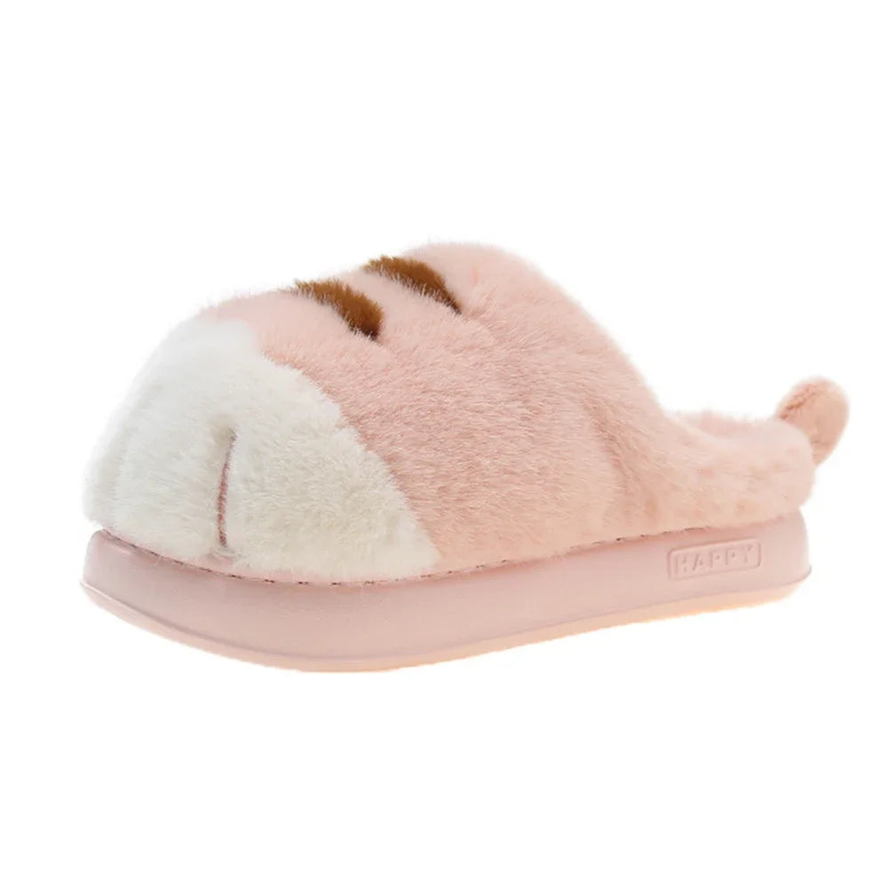 3D Cat Paw Plush Slip-on Comfortable House Slippers