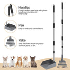 Dog Pooper Stainless Long Adjustable Handles Scooper and Tray