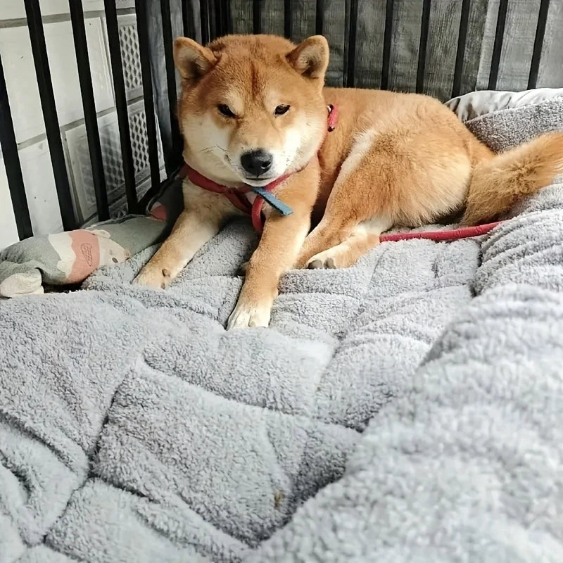 Oversized Rectangle Plush Pet Bed, Soft Polyester