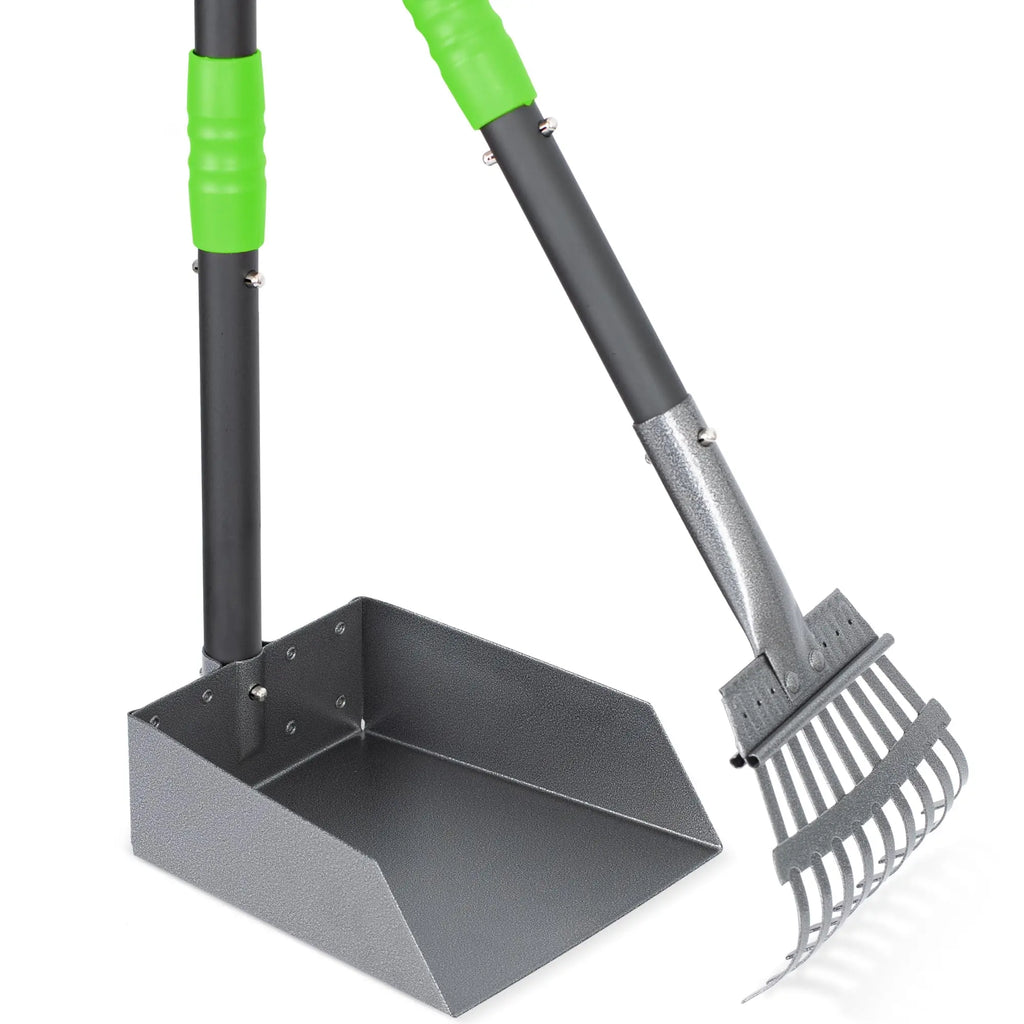 Dog Pooper Stainless Long Adjustable Handles Scooper and Tray