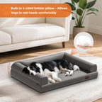 M-XXL Orthopedic Dog Calming Removable Cover Bed Bolster Microfiber Leather