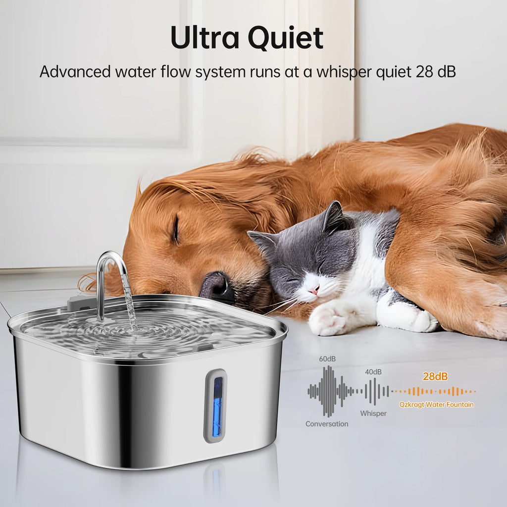 7L/236 oz Dog Watering Fountain Stainless Steel Automatic Drinker