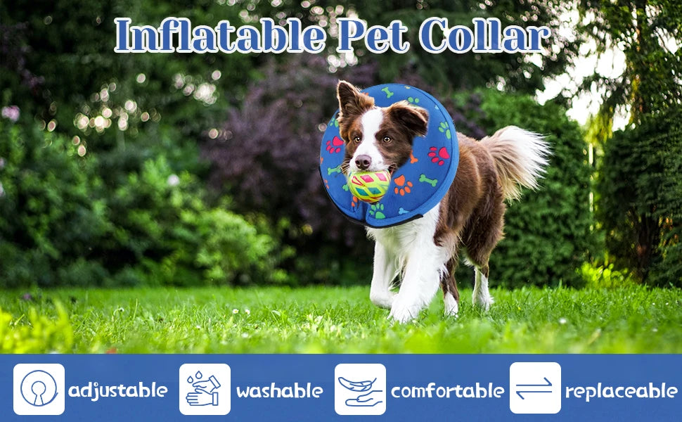 Soft Inflatable Dog Collar Post-Surgery Recovery Donut, Stops Licking Wounds