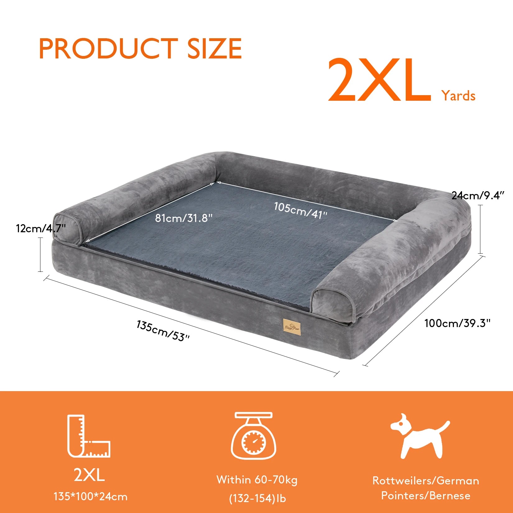 Dog Bed Cushion with Removable Washable Cover Soft Sponge Foam