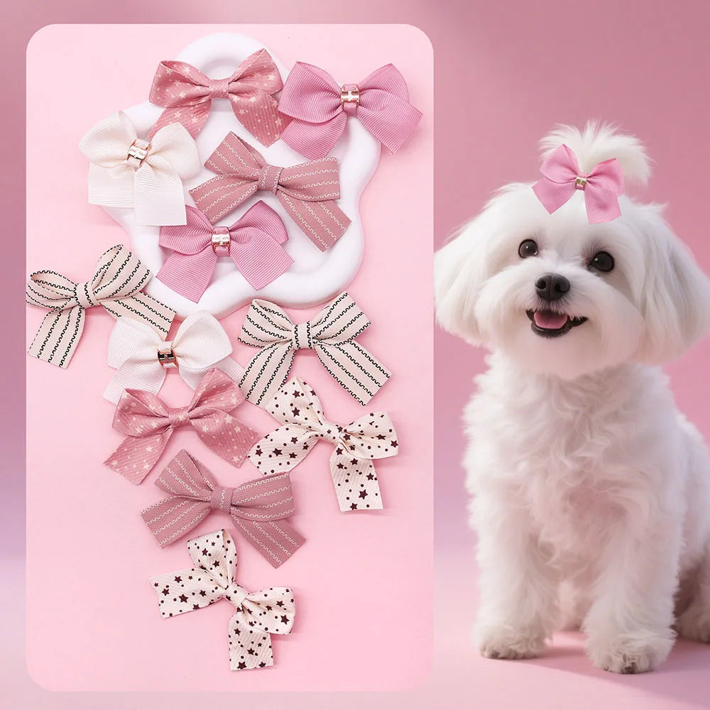 2PCS Cute Dog Hair Clips Multi-Style Dog Bows