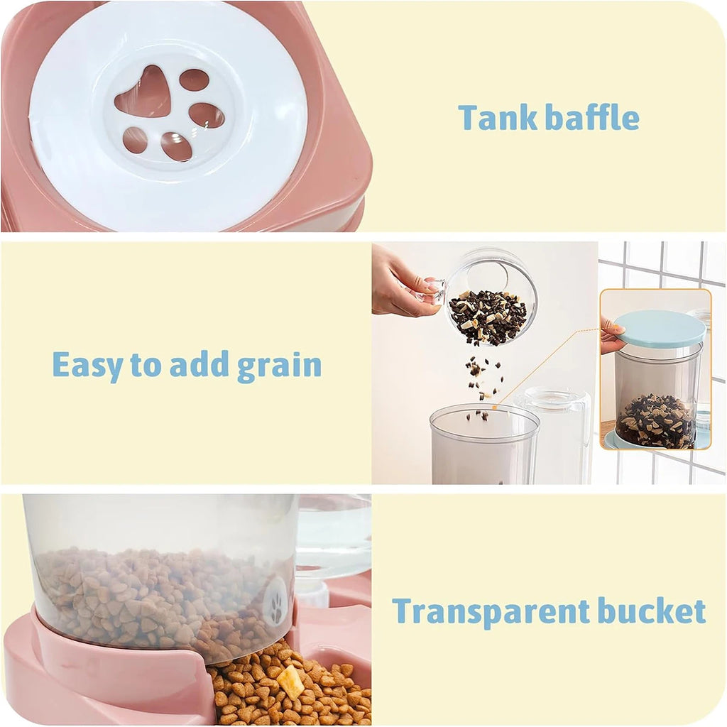 Automatic Pet Feeder Water Dispenser Set, 2 In 1