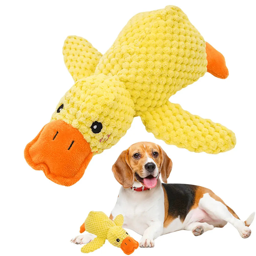 Stuffed Calming Duck Dog Toy with Quacking Sound