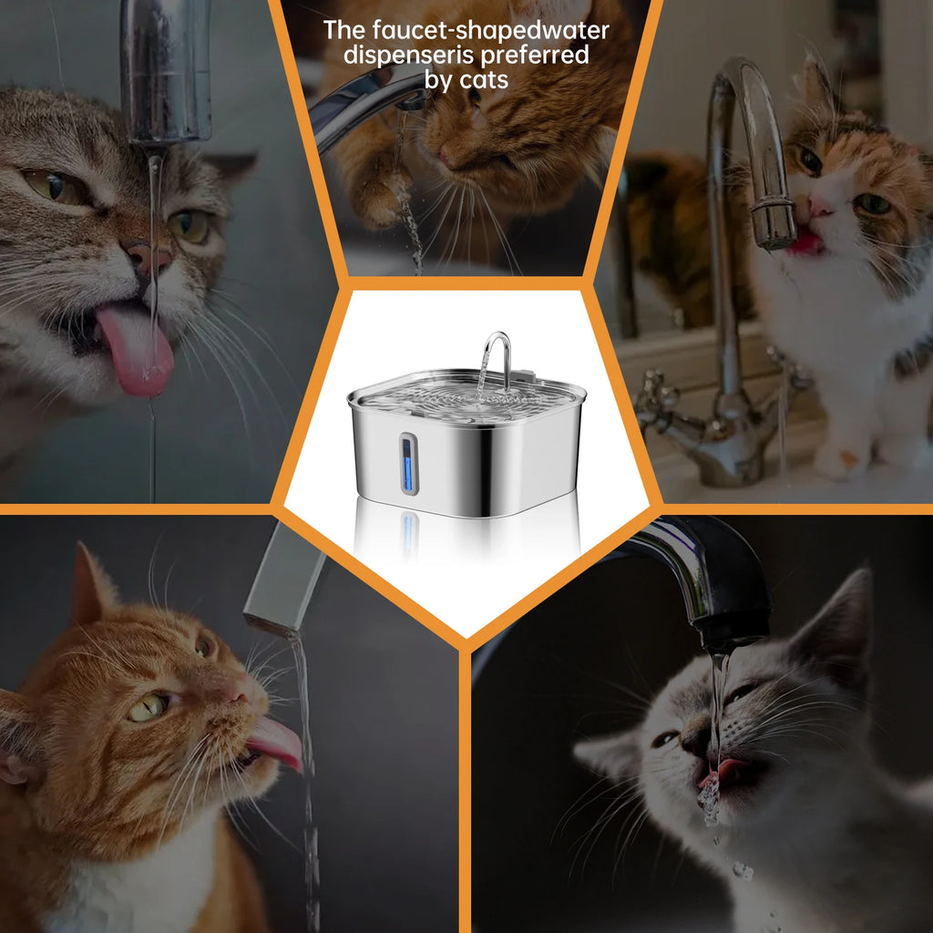7L/236 oz Dog Watering Fountain Stainless Steel Automatic Drinker