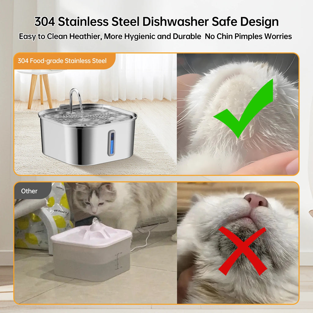 7L/236 oz Dog Watering Fountain Stainless Steel Automatic Drinker