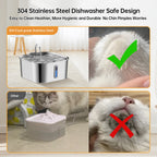 7L/236 oz Dog Watering Fountain Stainless Steel Automatic Drinker