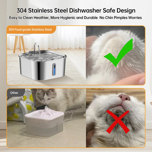 7L/236 oz Dog Watering Fountain Stainless Steel Automatic Drinker