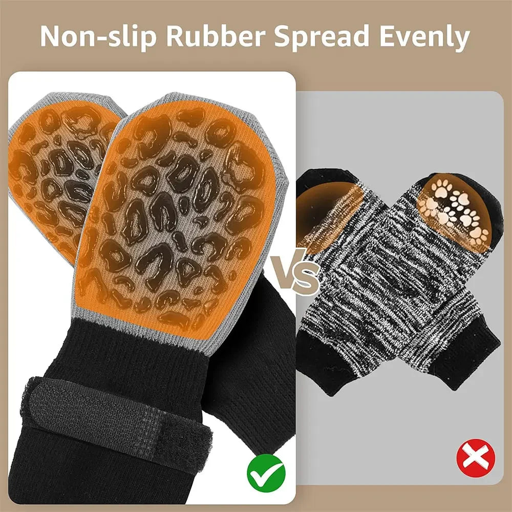 4pcs Waterproof Paw Anti-Slip Boots with Traction Socks for Injured Dogs