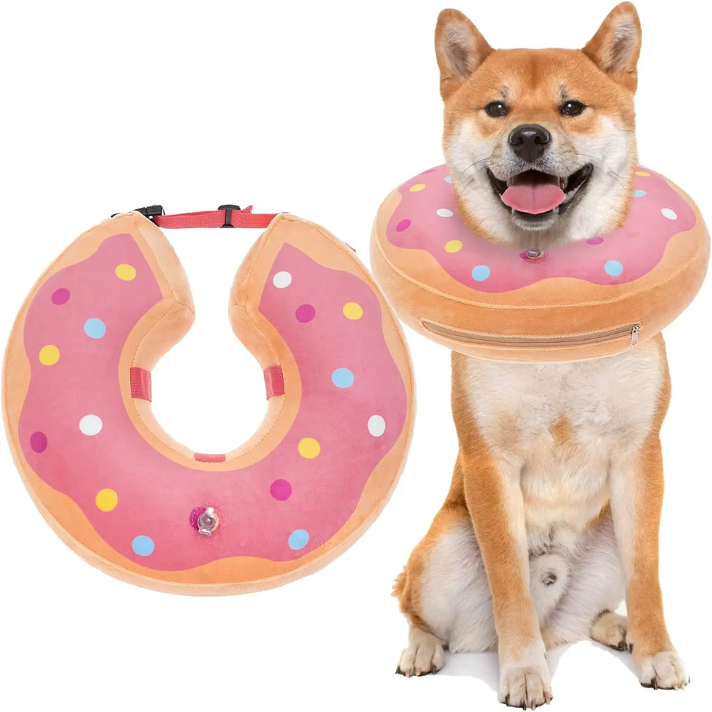 Soft Inflatable Dog Collar Post-Surgery Recovery Donut, Stops Licking Wounds
