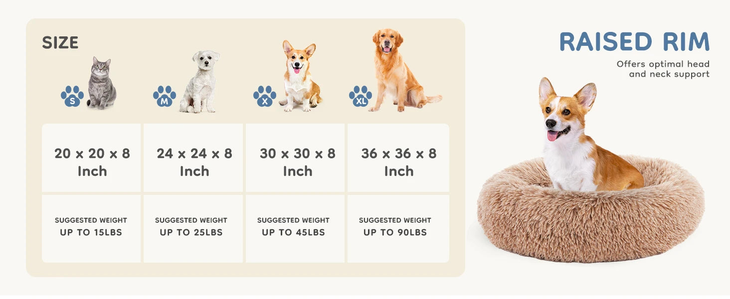 Calming Washable Anti-Slip Bed for Medium to Large Dogs