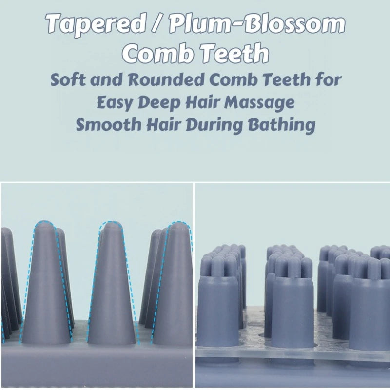 3-Head Silicone Bath Massage Brush with Fur Removal for Pets