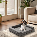M-XXL Orthopedic Dog Calming Removable Cover Bed Bolster Microfiber Leather