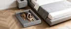 M-XXL Orthopedic Dog Calming Removable Cover Bed Bolster Microfiber Leather