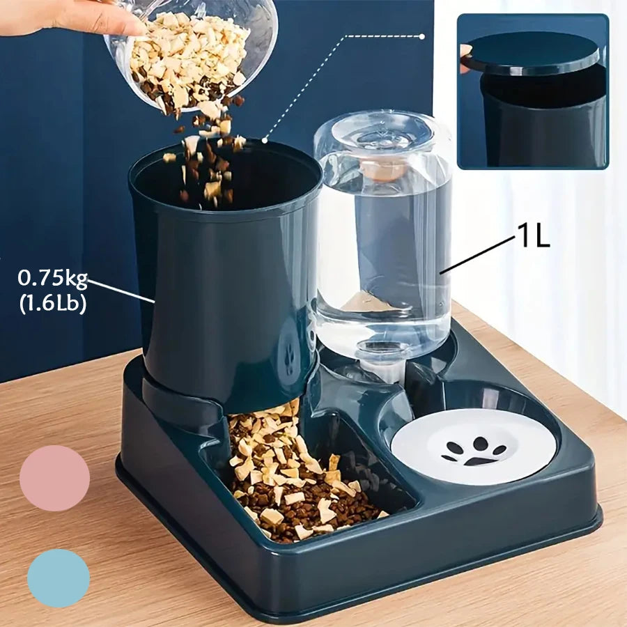 Automatic Pet Feeder Water Dispenser Set, 2 In 1