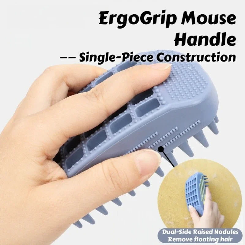 3-Head Silicone Bath Massage Brush with Fur Removal for Pets