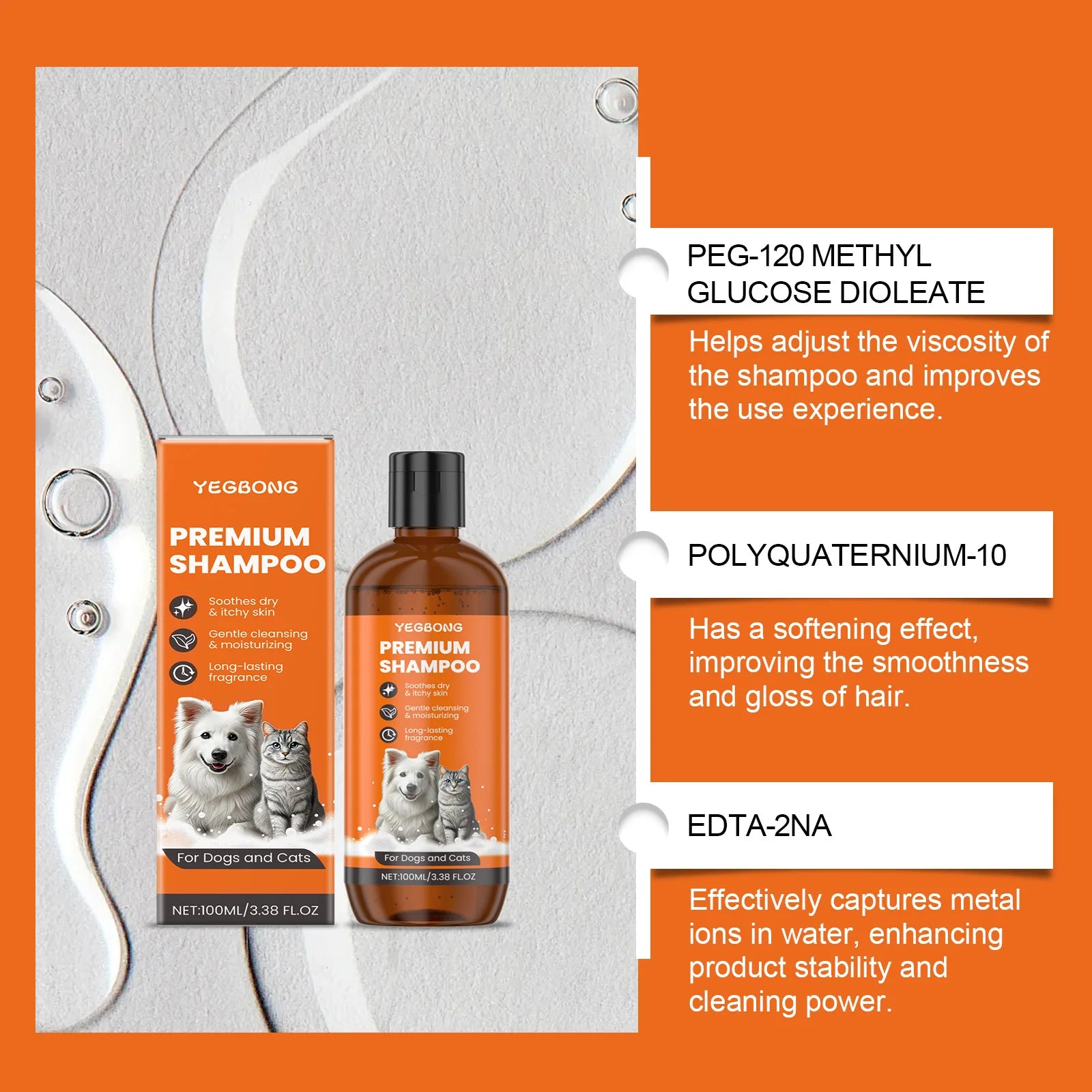 Natural Pet Shampoo Removes Odor & Tangles, Flea & Insect Repellent,