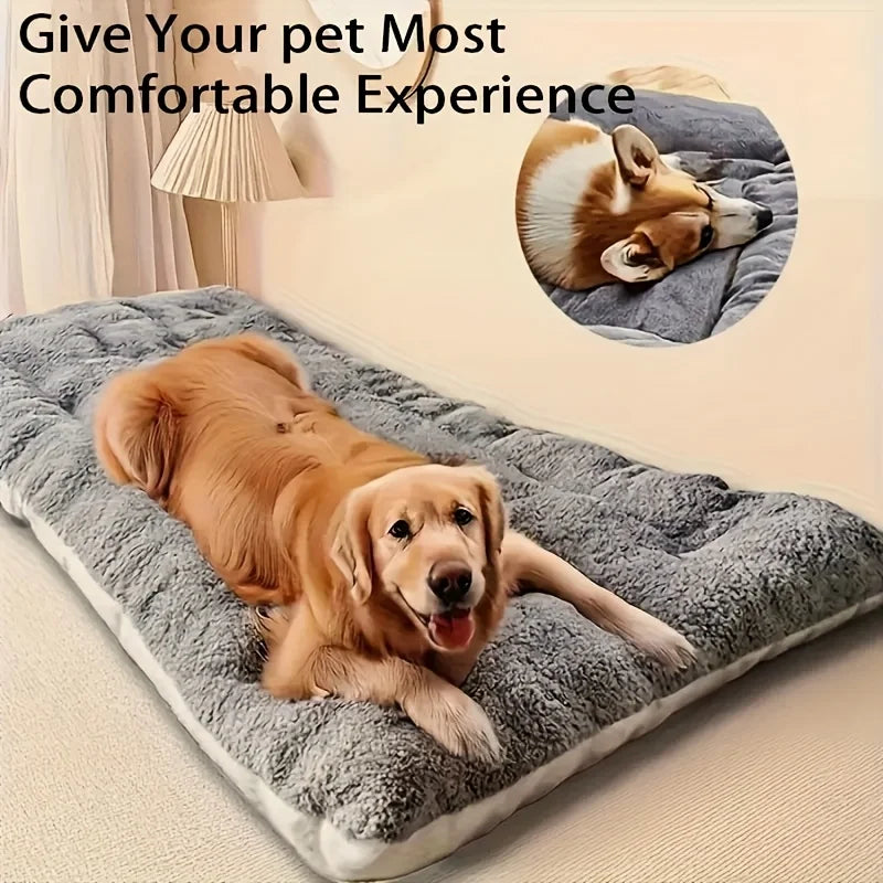 Oversized Rectangle Plush Pet Bed, Soft Polyester