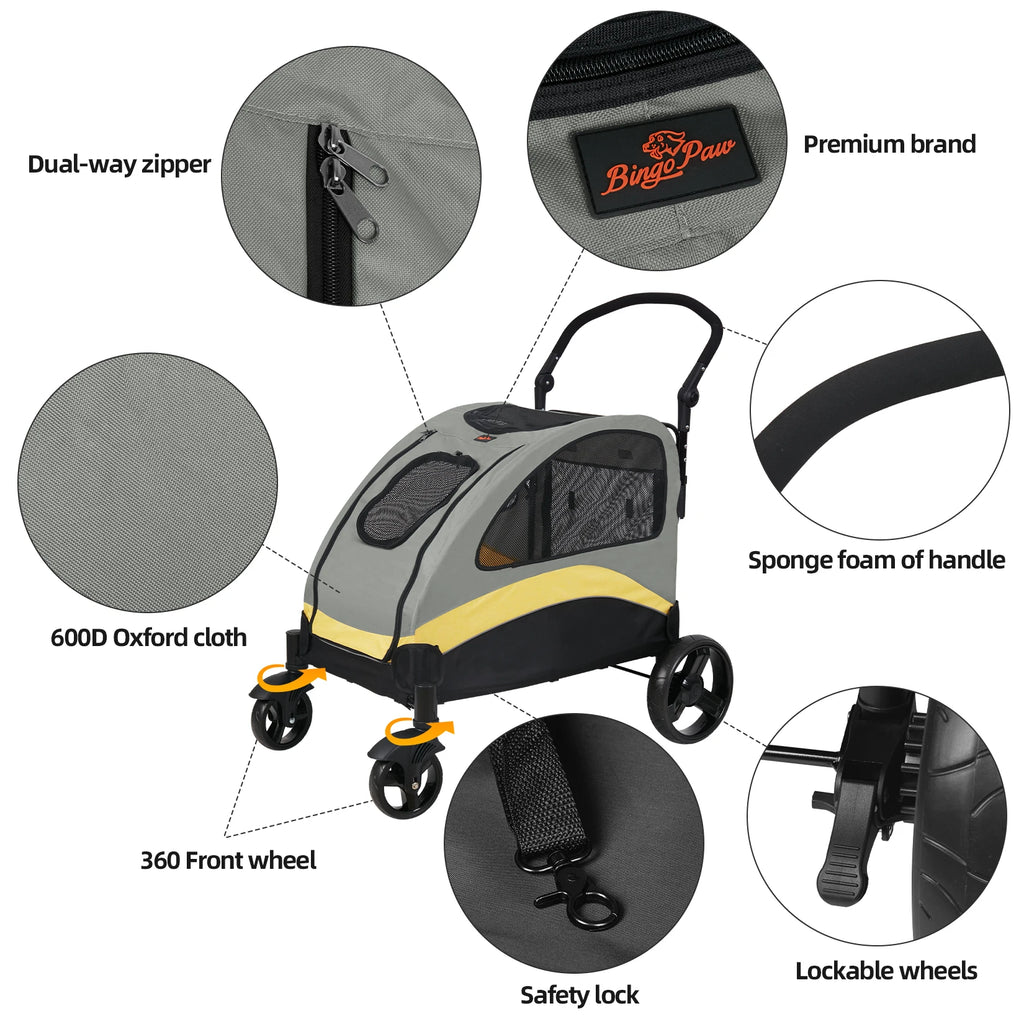 Dog Stroller Ultra-large 4 Wheels Pet Jogger
