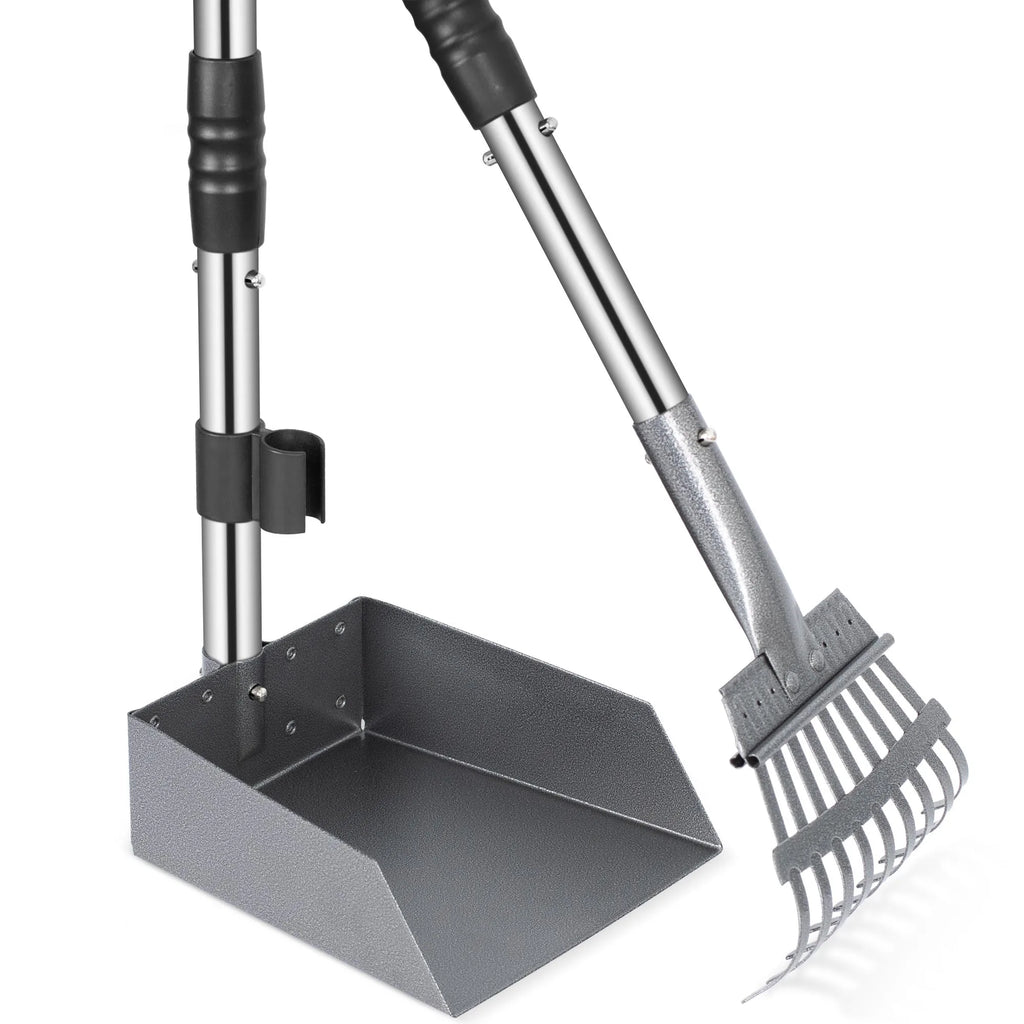Dog Pooper Stainless Long Adjustable Handles Scooper and Tray