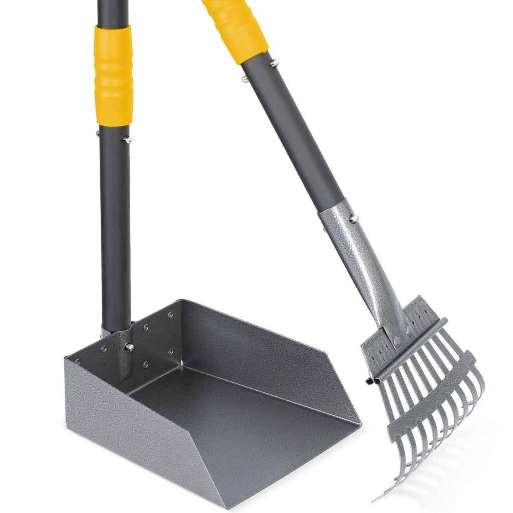 Dog Pooper Stainless Long Adjustable Handles Scooper and Tray