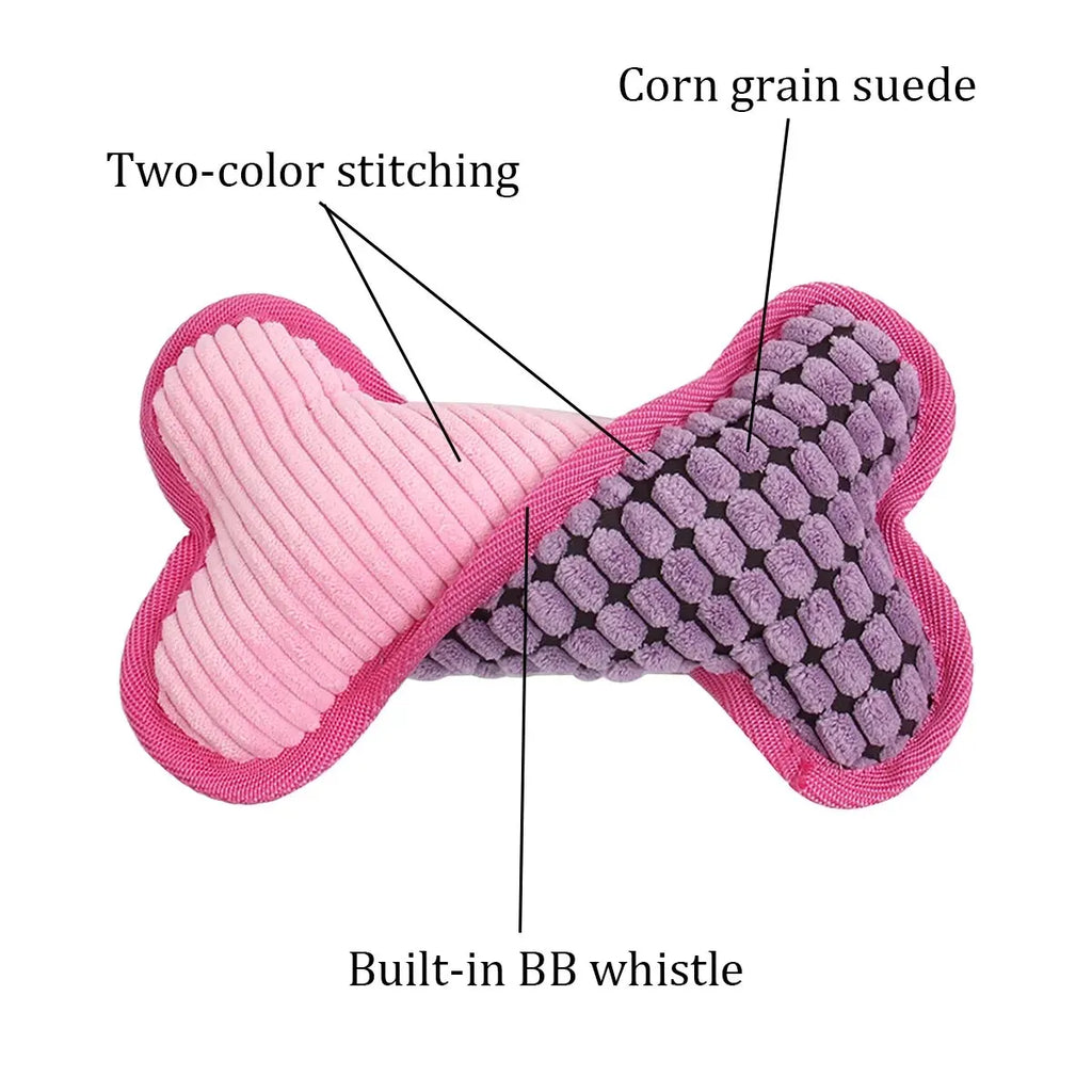 Dogs Plush Squeaky Stuffed Bones Toys, Puppy Birthday Gifts